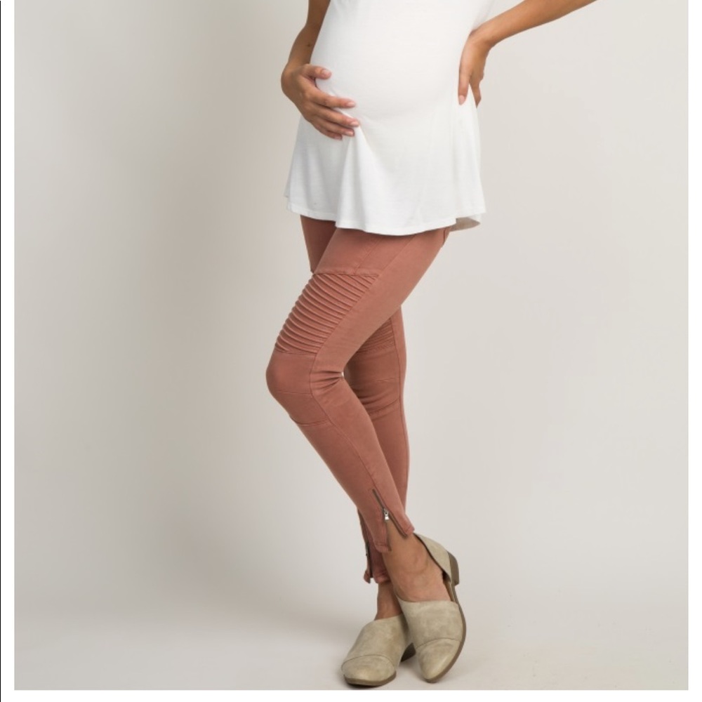 🌟 Rust Moto Side Zipper Maternity Denim Jeans⭐️
